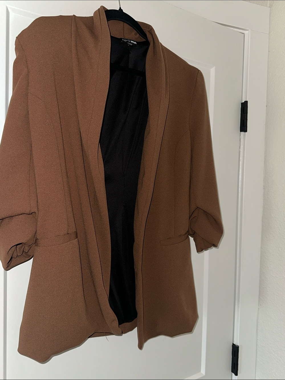 Fashion Nova Brown Open-Front Blazer Jacket